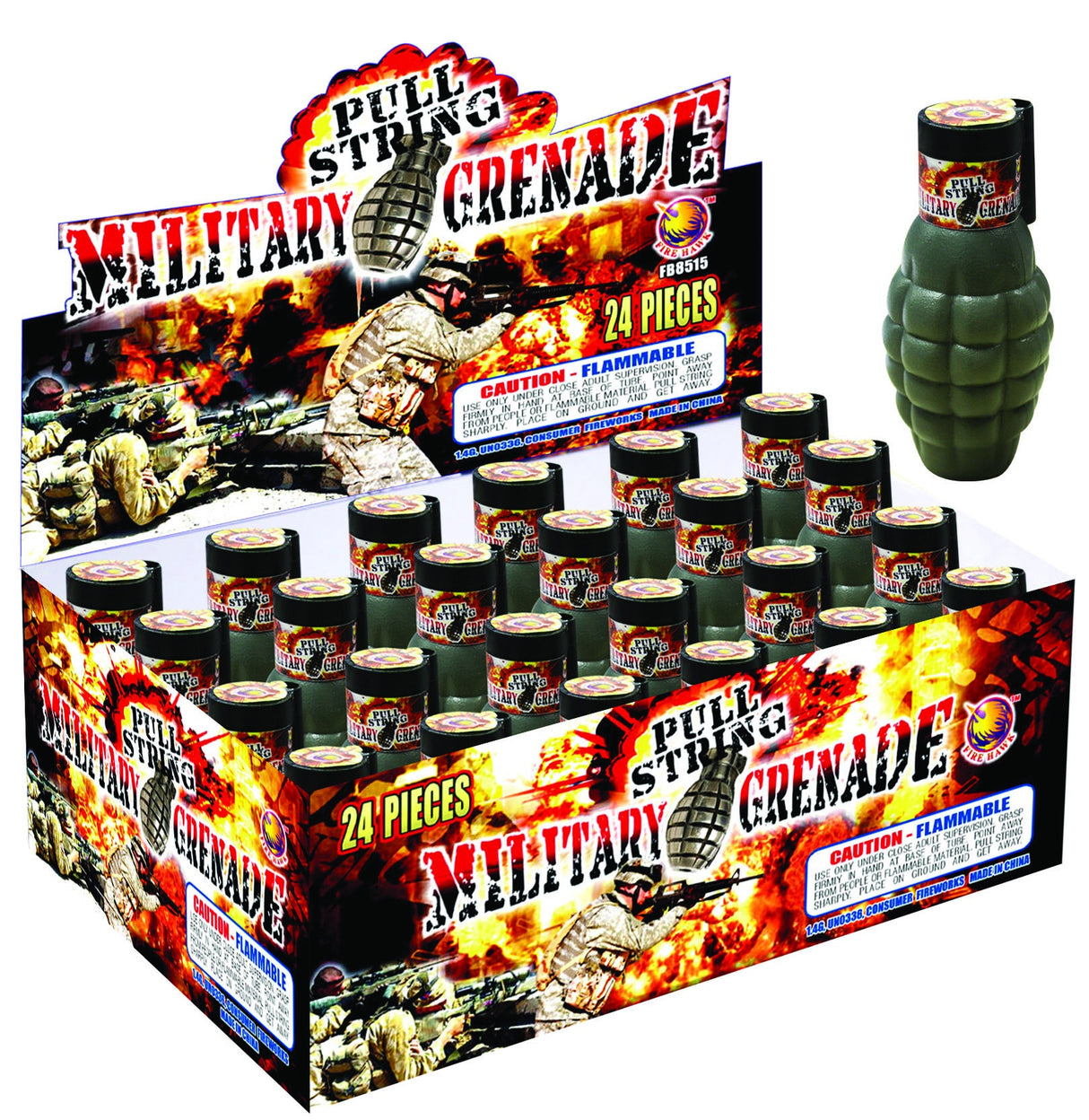 Pull String Military Grenade-white